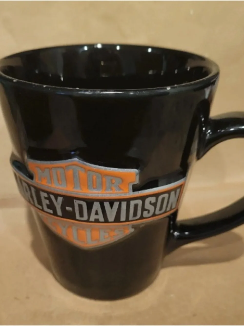 Harley-Davidson Black Ceramic Mug with Orange Logo